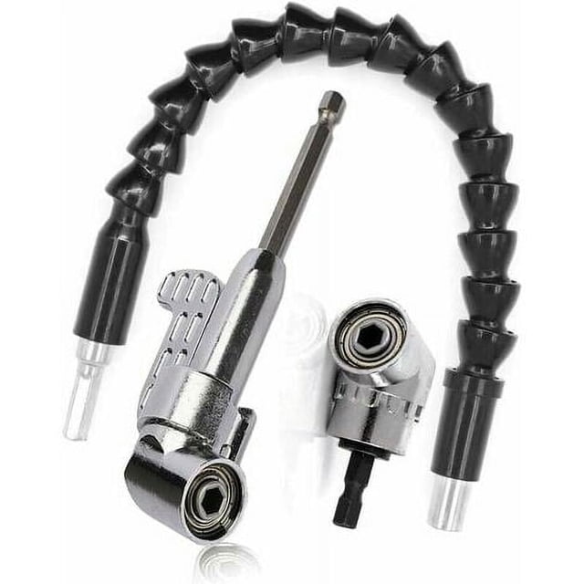 Kit de extensión de ángulo flexible y broca de ángulo recto, destornillador de ángulo recto de 105 grados, vástago hexagonal de 1/4 para taladro