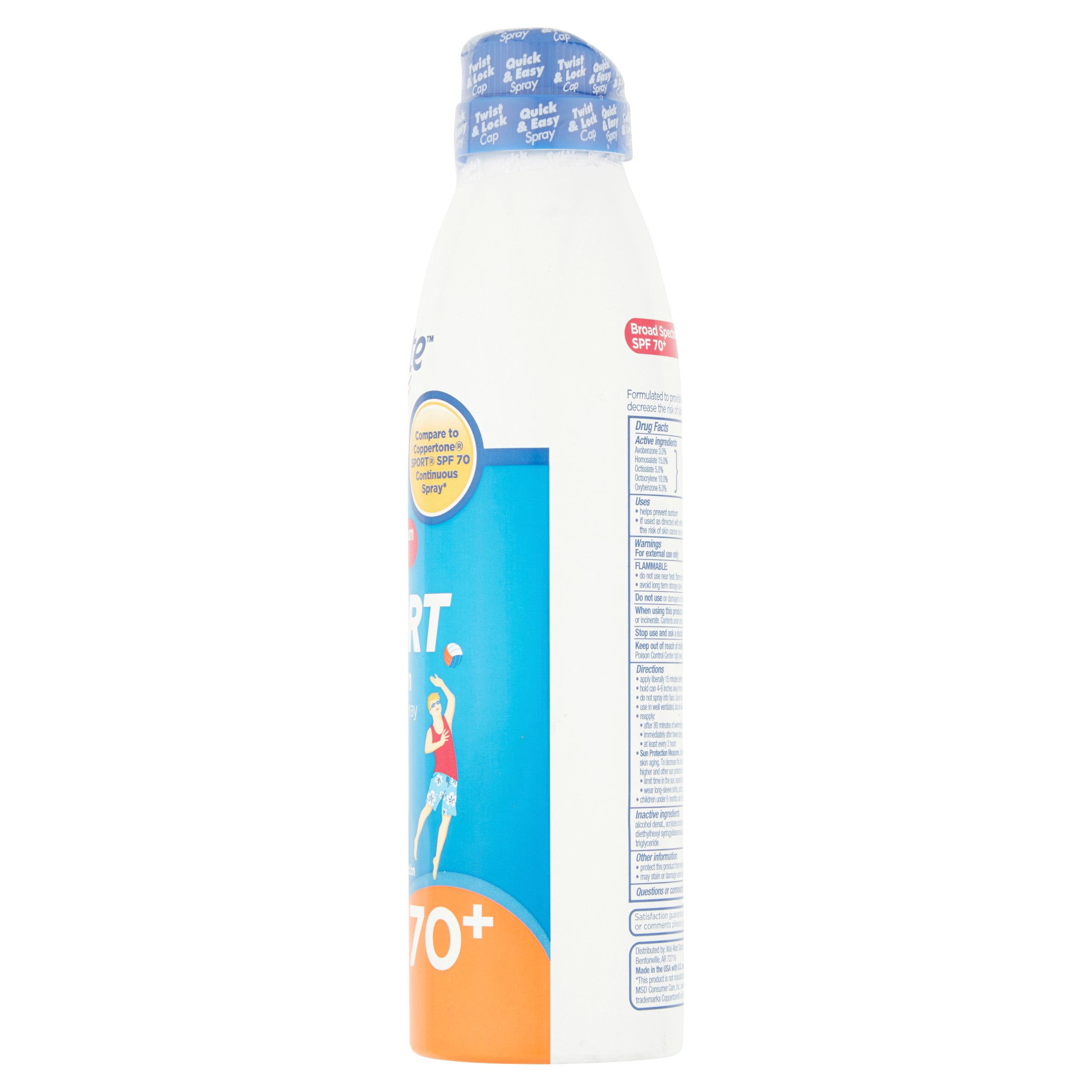 Equate Sport Sunscreen Continuous Spray, SPF 70+, 6 fl oz