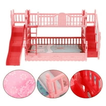 NICEXMAS Dollhouse Accessories Dollhouse Bed Set Pink Plastic 1 Set