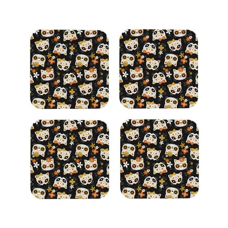 

Tideii Flower Fox for Leather Coasters 4 Pieces Anti-fouling and Anti-scalding Decorative Coasters Suitable for Restaurants Kitchens Coffee Shops-Square