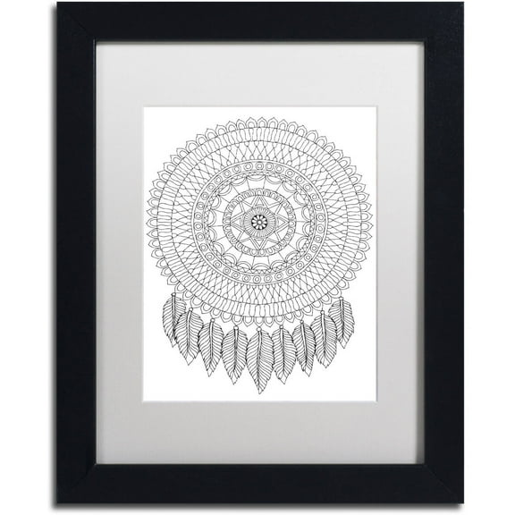 Trademark Fine Art "Mandalafeather Dreamcatcher" Canvas Art by Hello Angel, White Matte, Black Frame