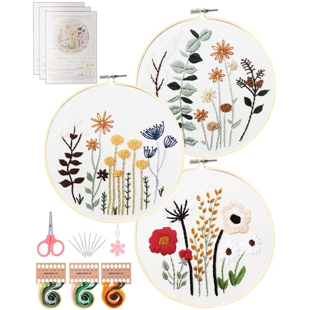 Kit de bordado Santune 3 juegos para principiantes con estampado floral