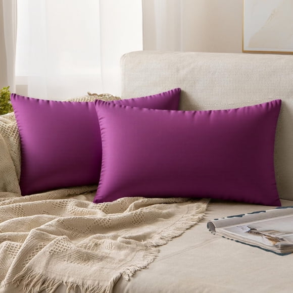 REGALWOVEN Pack de 2 fundas de cojín decorativas de terciopelo con cremallera morado 12" x 20"