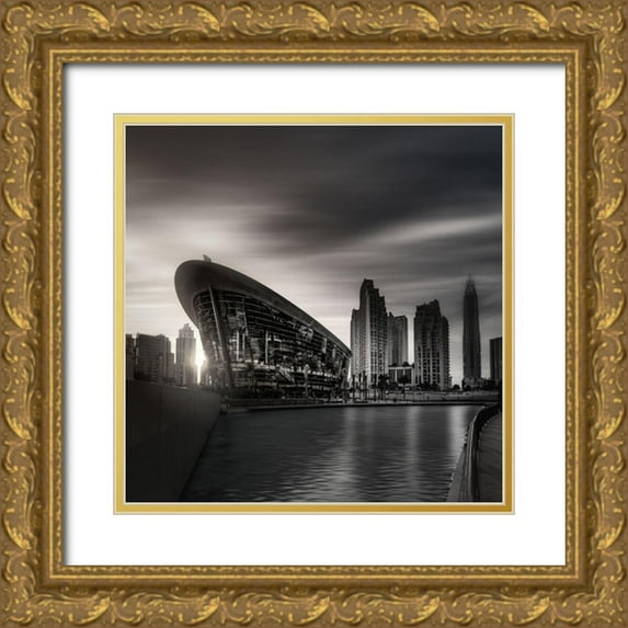 Kazzaz, mohamed 12x12 Gold Ornate Wood Framed with Double Matting Museum Art Print Titled - Dubai Opera-Dubai-UAE