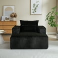 thumbnail image 5 of Corduroy Single Sofa Armchair, Upholstered Sleeper Sofa Couch Bed, Oversized Deep Seat Sofa Chaise Lounge Couches Arm Chair for Living Room Bedroom Apartment Office, Black, 5 of 9