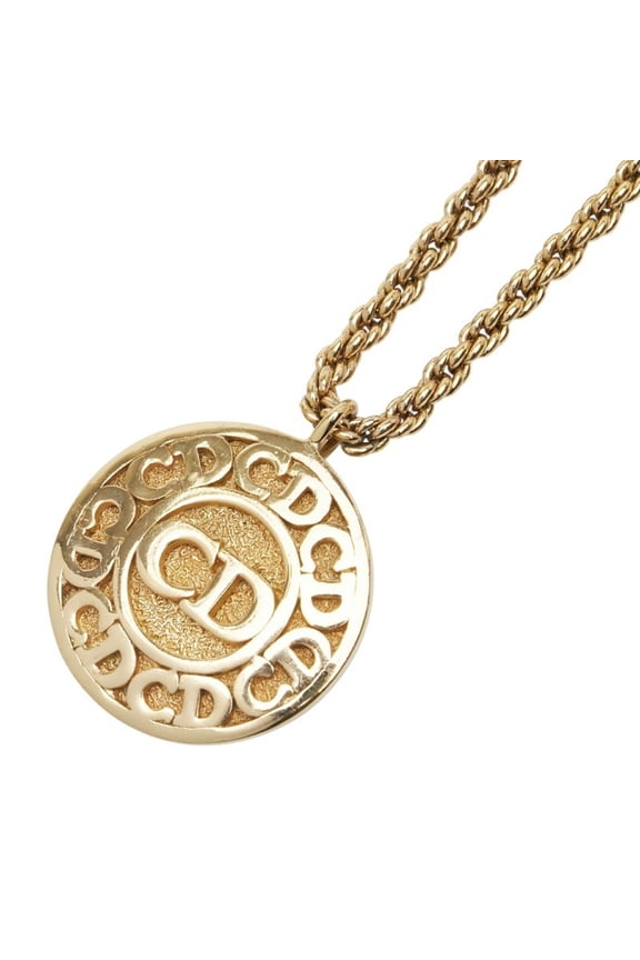 Pre-Owned Christian Dior Dior CD logo necklace, gold plated, for women. (Good)