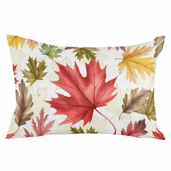 Fall Maple Leaf Throw Pillow Cover 16 x 24 Inch Decorative Pillow Cover Thanksgiving Botanical Leaves Rustic Lumbar Pillowcase Seasonal Rectangle Cushion Case for Couch Sofa Bed Living Room