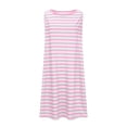 thumbnail image 3 of Camisas de Vestido Casual para las Mujeres sin Mangas Cuello Redondo Raya Impresión Suelta Transpirable Rodilla Alta Vestido de Ropa Exterior, 3 of 6