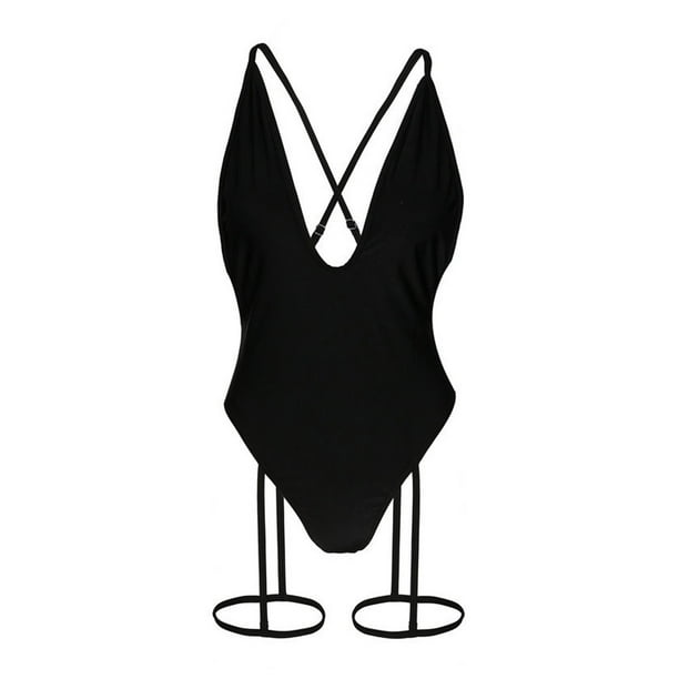 Simple Low Cut Sides Wide Straps High Legs OnePiece Swimsuit