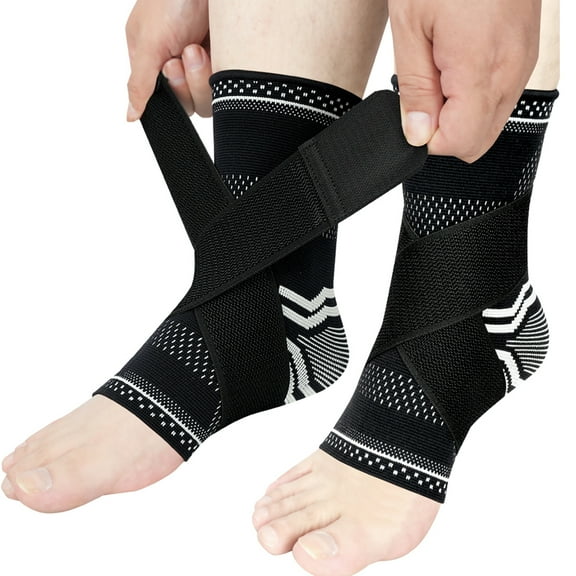 Ankle Support Brace (1 Pair)-Adjustable Compression Ankle Braces for Achilles Tendon Support, Plantar Fasciitis Relief-Eases Swelling and Sprained Ankle