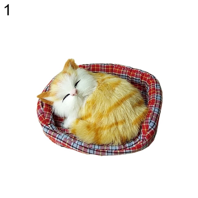 Simulation Sounding Sleeping Cat Plush Mat Toy with Nest Kid Children Gift