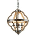 thumbnail image 2 of LNC 3-Light Globe Wood Farmhouse Chandelier,Black and Wood,Living Room Chandelelier, 2 of 11