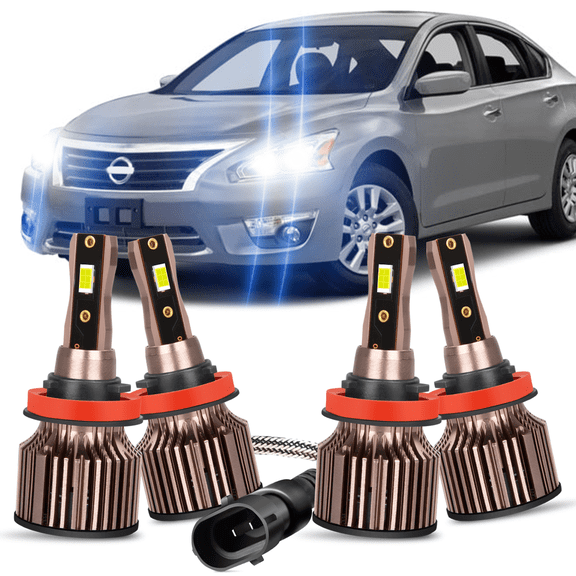 Fits 2007-2018 Nissan Altima LED Headlight Bulb H9 High Beam H11 Low Beam Replacement Kit Pack of 4