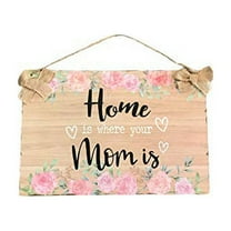 Mother's Day Yard Sign Wood Wall Hanging Rustic Plaque Board Decor for Home Front Door Farmhouse Porch Garden Sign 11.8" x 7.9" Burlap Hanger Happy Mothers Day
