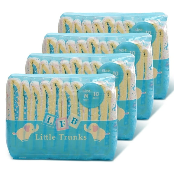 Littleforbig Adult Printed Diaper 40 Pieces (4 Packs) - Little Trunks (Medium 28"-38")