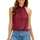 thumbnail image 1 of Blusa sin mangas de satén para mujer - Escote en U con abertura en la espalda, color liso, tejido de poliéster, prenda informal para fiestas - Tallas S/XL, 1 of 6