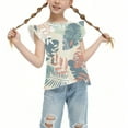 thumbnail image 4 of Abcomgle Girls Shirts Size 7-8 Crewneck Hawaian Palm Tree Girls Shirts Ruffle Short Sleeve Tshirt Summer Trendy Cotton Tee Tops Girls 5-6 Years,Khaki, 4 of 4