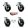 thumbnail image 2 of 8 Inch Rubber on Steel Caster Set with Ball Bearings 2 Brake 2 Swivel Lock SCC, 2 of 2
