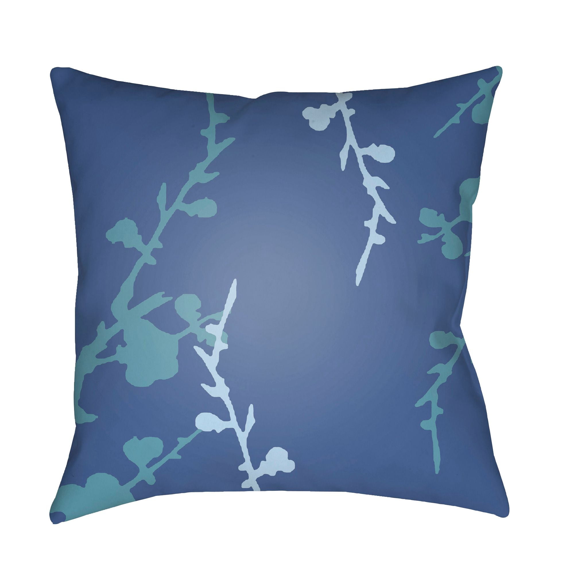 22" Navy Blue and White Floral Square Throw Pillow Cover