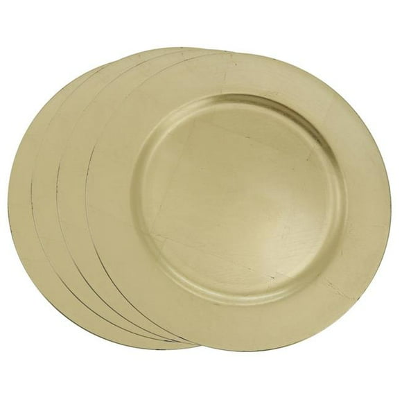 SARO CH001.GL13R 13 in. Round Classic Design Charger Plate - Gold Set of 4