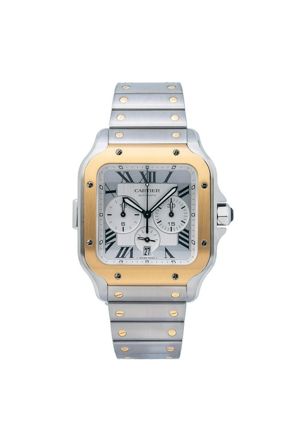 Pre-Owned Cartier Santos W2SA0008 43mm White Dial With Two Tone Bracelet