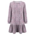 thumbnail image 5 of SMihono Casual Floral Dress for Women Loose Comfy Country Pleated Hem Crew Neck Dresses Cozy Long Sleeves Preppy Dress Pink 8, 5 of 6