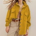 thumbnail image 5 of UTSJKR Women's Corduroy Jacket 2024 Fall Fashion Button Down Long Sleeve Oversized Shirts Casual Loose Fit Pockets Outerwear Yellow M, 5 of 6