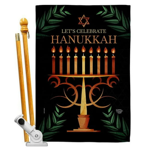 Ornament Collection HS190011-BO 28 x 40 in. Celebrate Hanukkah House Flag Set Wintertime Double-Sided Decorative Vertical Flags & Decoration Banner Garden Yard Gift