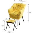 thumbnail image 2 of LUVCMFT Lazy Chair with Ottoman, Modern Accent Chair w/Armrests & Side Pocket, Single Sofa Reading Chair for Bedroom, Living Room, Dorm Rooms, Garden, Yellow, 2 of 7
