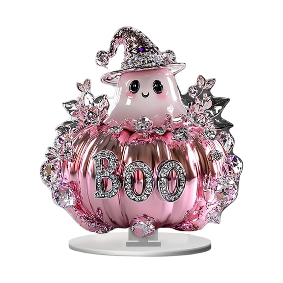 Halloween Boo Ghost Decor Acrylic Tabletop Figurine for Fall Decor & Room Decor, Spooky Crystal Ghost Figurine for Halloween Decorations Indoor and Home Shelf, Cute Stuff Ornament Gift, 5.1 Inch