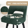 thumbnail image 2 of CRERIYO 360°Swivel Bar Stools Set of 2, Upholstered Linen Kitchen Island Chairs with Low Back, Thick Padded Seat and Circular Footrest, Green, 2 of 8
