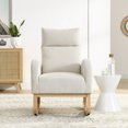 thumbnail image 3 of SYNGAR 28"W Rocking Chair, Mid Century Modern Nursery Rocking Armchair with 2 Large Side Pockets, Upholstered Tall Back Accent Glider Rocker for Living Room, Bedroom, Office, Apartment, White, 3 of 12