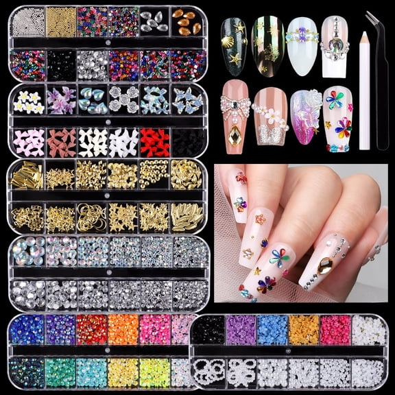 Colorful DIY Resin Rhinestone Kit for Bedazzling, Multicolor Flatback Jelly Gems Includes DIY Decorating Tools, Portable Decorative Gems for Nail Art & Crafts(Q)