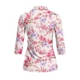 thumbnail image 3 of Uorisanigo Butterfly Flower Womens Golf Shirt Versatile Comfortable Quick Dry Athletic Polo Shirts Fashionable 3/4 Roll Sleeve Tennis Tops with Zip Up Collar Casual Daily Wear Size S, 3 of 7