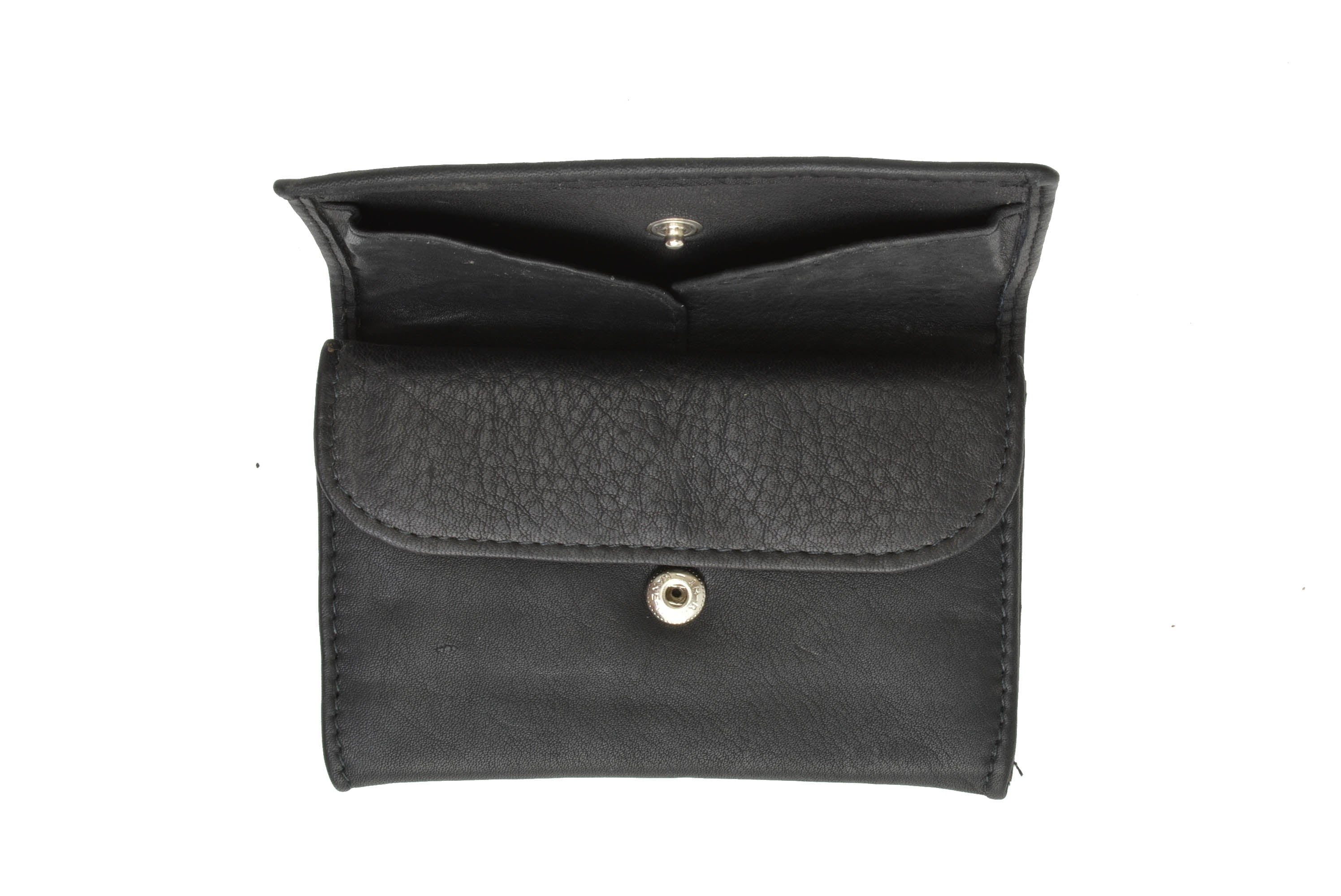 Large Leather Coin Purse Clutch, Black - Measures 5 3/4 Wide x 4 1/4 High  x 1 1/2 Deep 