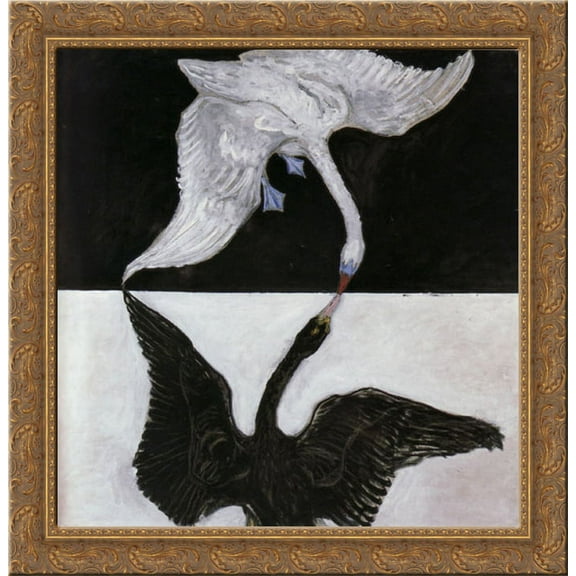 The Swan (No. 17) 20x20 Gold Ornate Wood Framed Canvas Art by Hilma af Klint