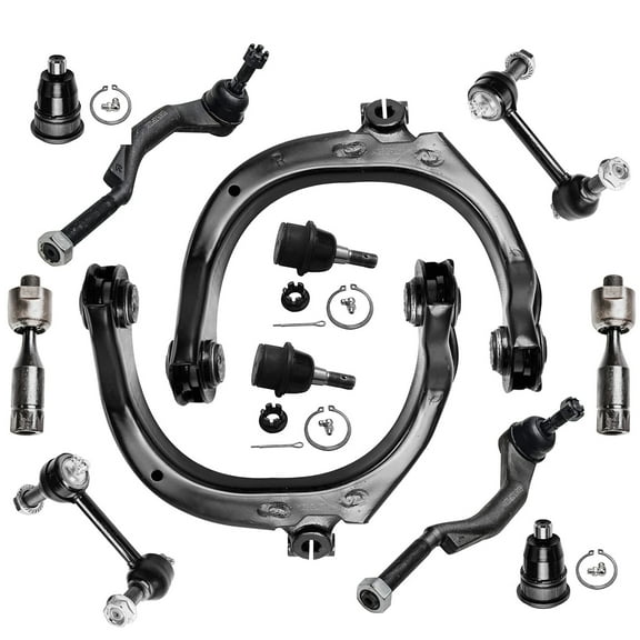 Detroit Axle - Front End 12pc Suspension Kit for Chevy Trailblazer EXT SSR GMC Envoy XL XUV Buick Rainier Saab 9-7X, 2 Upper Control Arms 4 Ball Joints 4 Outer and Inner Tie Rods 2 Sway Bars Replaceme