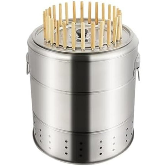 Portable Charcoal Grill, Compact Smokeless BBQ Charcoal Grill Stainless Steel Charcoal Kebab Grill, 360° All-Round Roasting BBQ Stove for Outdoor Cooking, Camping, Picnic, Backyard (28 Skewers)
