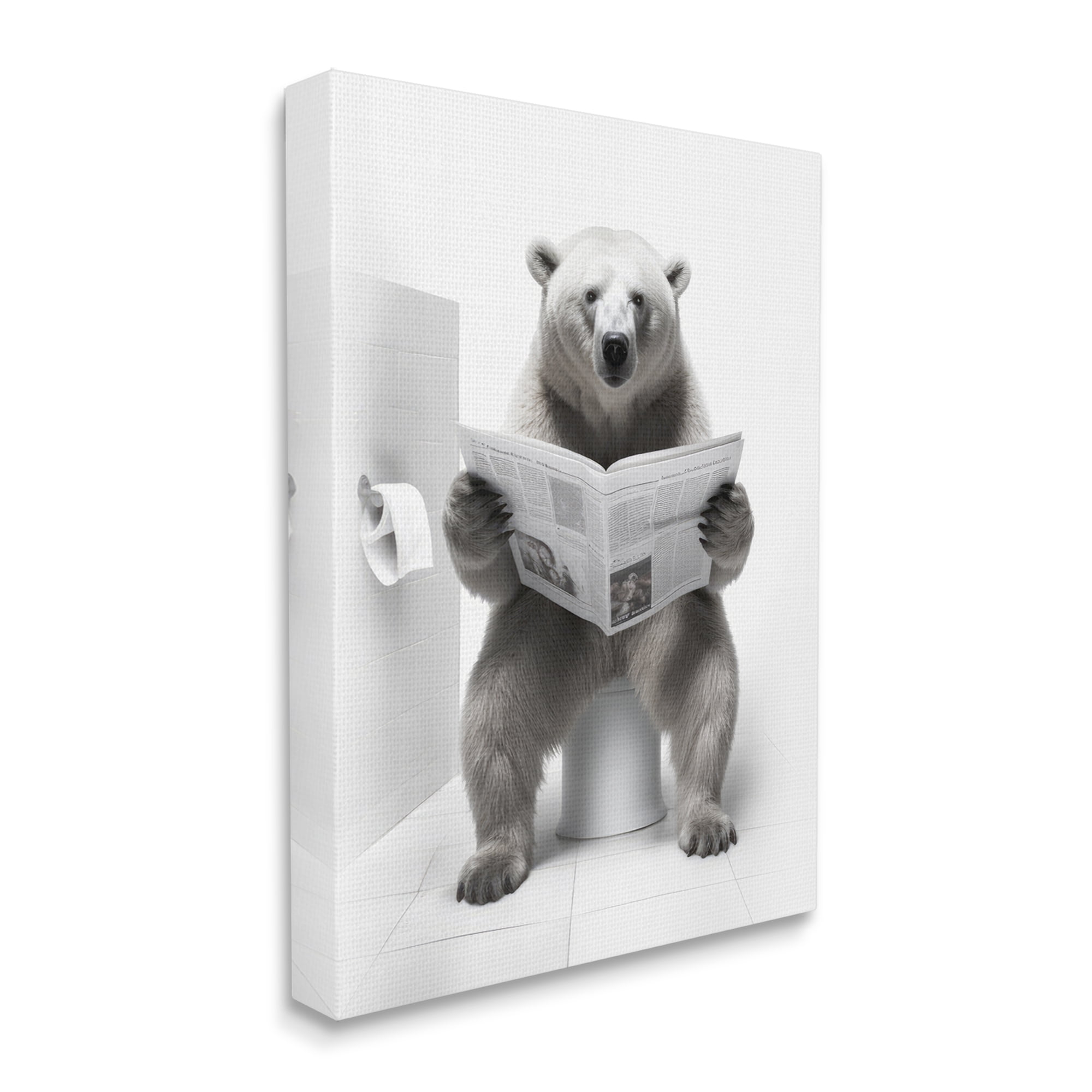 Stupell Industries Bear Reading Newspaper Animals & Insects Painting Gallery Wrapped Canvas Art Print Wall Art, 30 x 40