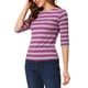 thumbnail image 4 of CAMISETAS RAYADAS DE MUJER INSPIRE CHIC, AJUSTE SLIM, MANGAS DE CODO, T-SHIRT M ROJO ROSA, 4 of 6