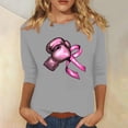 thumbnail image 2 of VKOYWKM Women's 3/4 Sleeve Tops Breast Cancer Awareness Shirts Inspirational Cancer Crew Neck Loose Fit Pink Ribbon Graphic Tee, 2 of 5
