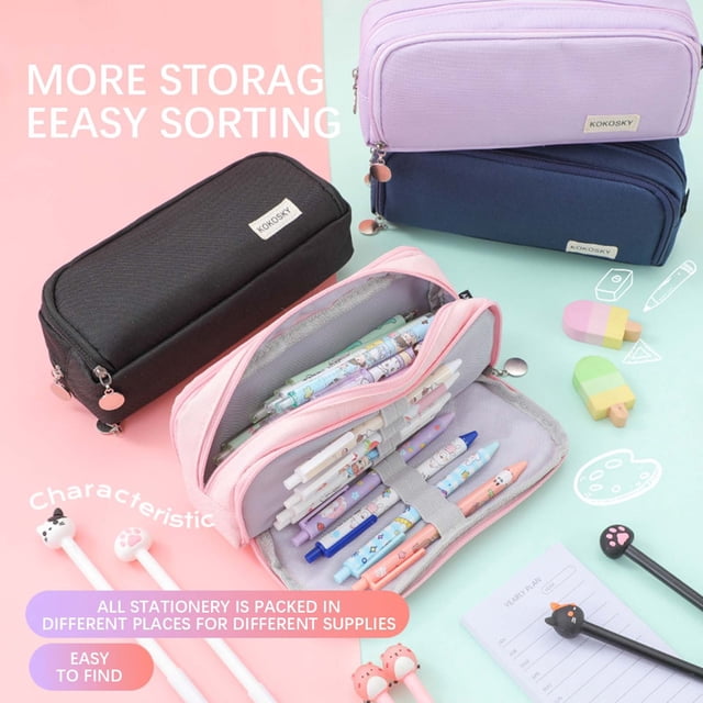 Deals! Gspmoly Japanese and Korean Style Multi-Layer Cloth Pencil Case Student Stationery Storage Box Pencil Case Crossborder Pen Container Deals