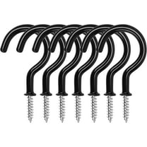 25 Pack Ceiling Hooks, 2.9 Inch Ceiling Hooks for Hanging Plants, Vinyl Coated Screw-in Hooks, Flower Baskets, Cups, Utensils, Lights and Stuff, Wall Hooks, Cup Hooks for Indoors Outdoors - Black