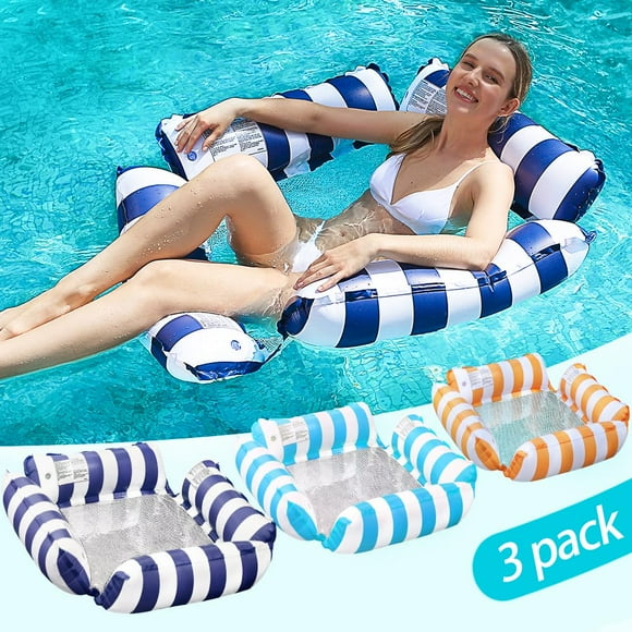 Sillón inflable para piscina, paquete de 3 hamacas acuáticas LUSTERMOON