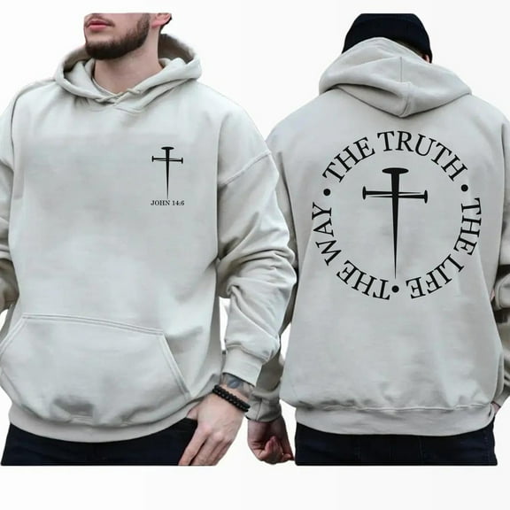 The Way The Truth Double Sided Hoodie – Christian Catholic Faith Hoodie, Inspirational Bible Verse Sweatshirt, Religious Gift