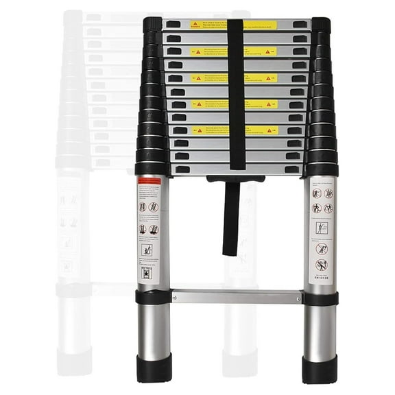 Aluminum Telescopic Extension Ladder Collapsible Ladder, One-Button Retraction Extension Ladder,Multi-Use, 330 lbs Capacity,10.5FT / 3.2M