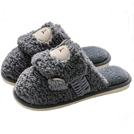 

CoCopeaunt Cute Slippers for Women Animal Cozy Faux Fur House Slide Memory Foam Shoes
