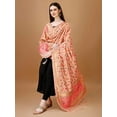 thumbnail image 2 of AlchemicLiving Women's Peach Woven Banarasi Heavy Kashmiri Silk Zari Dupatta with Thread Work Floral Chunni/Scarf for Girls Size: 1M x 2.5M, 2 of 3