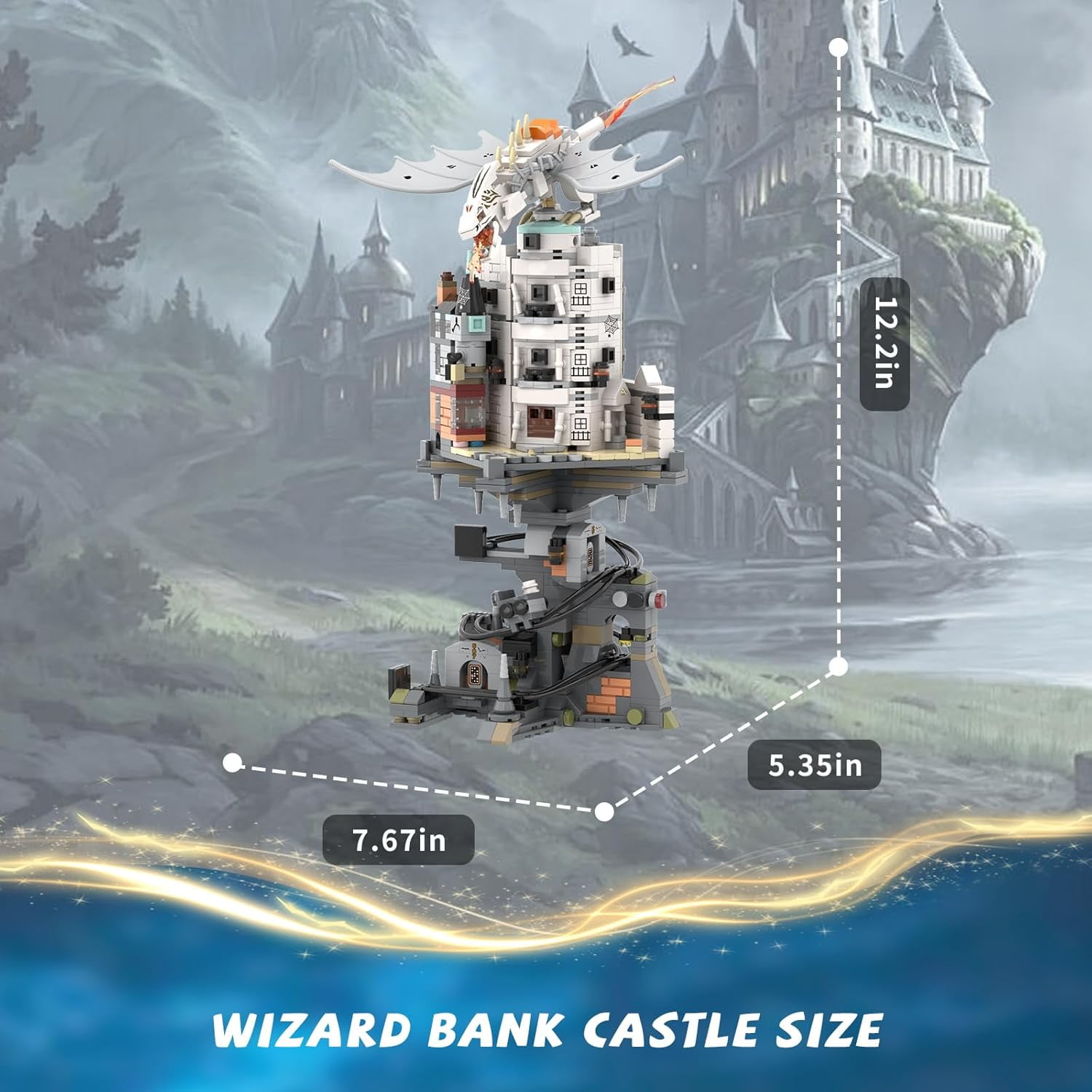 GZBrick Harry Castle Wizarding Bank Building Sets Dragon Castle Architecture for Adults Compatible with Lego
