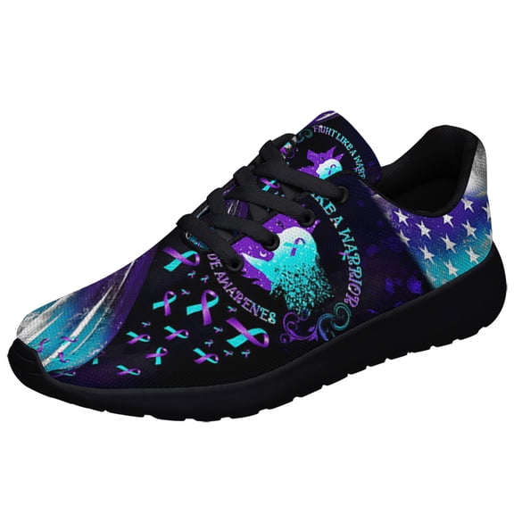 Suicide Prevention Awareness Warrior Shoes Sneakers for Women Men Black Size 3.5